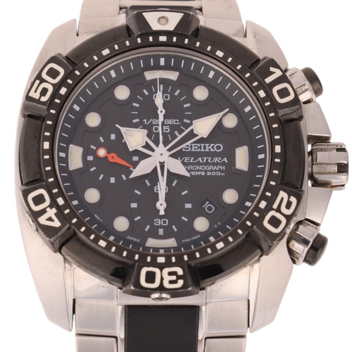 1034 - SEIKO - a stainless steel Velatura quartz chronograph diver's 200M bracelet watch, ref. 7T92-0JT0, c... 