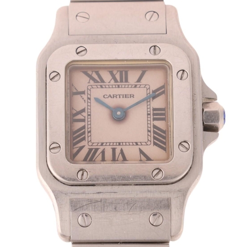 1037 - CARTIER - a lady's stainless steel Santos Galbee quartz bracelet watch, ref. 1565, circa 2009, silve... 