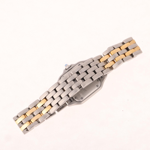 1038 - CARTIER - a lady's bi-metal Panthere quartz bracelet watch, ref. 1120, circa 2001, silvered dial wit... 