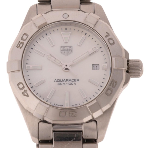 1039 - TAG HEUER - a lady's stainless steel Aquaracer quartz calendar bracelet watch, ref. WBD1411, circa 2... 