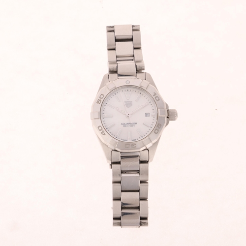 1039 - TAG HEUER - a lady's stainless steel Aquaracer quartz calendar bracelet watch, ref. WBD1411, circa 2... 