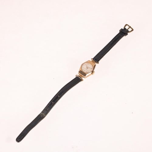 1048 - CHALET - a lady's Vintage 9ct gold mechanical wristwatch, circa 1960s, silvered dial with applied gi... 