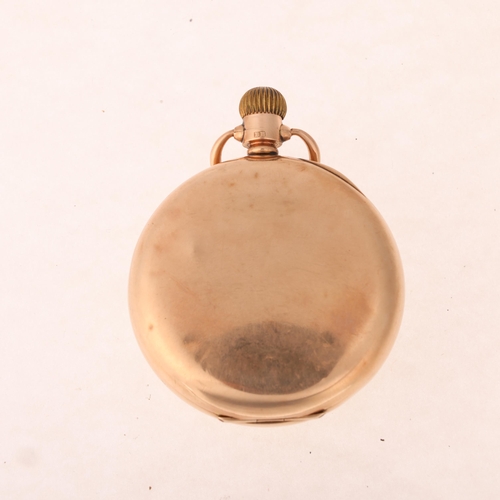 1054 - RECORD - an early 20th century 9ct rose gold open-face keyless Dreadnought pocket watch, white ename... 