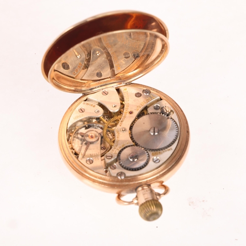 1054 - RECORD - an early 20th century 9ct rose gold open-face keyless Dreadnought pocket watch, white ename... 