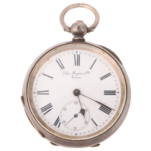 1056 - A Swiss silver open-face key-wind pocket watch, by John Myers & Co of Westminster Bridge Road, Londo... 