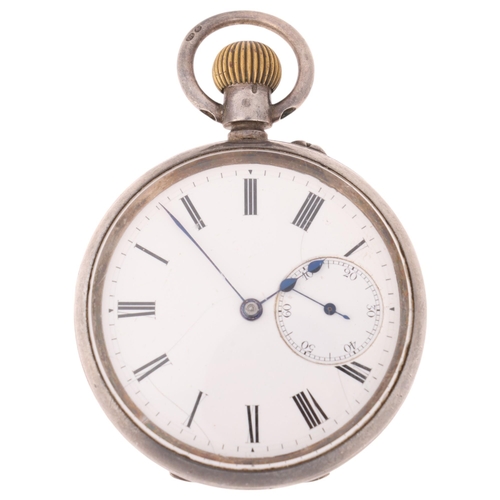 1057 - An early 20th century silver open-face keyless pocket watch, by Rotherham's of London, white enamel ... 