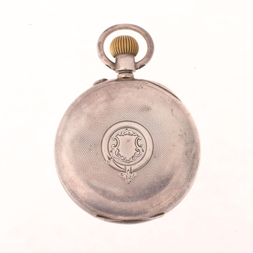 1057 - An early 20th century silver open-face keyless pocket watch, by Rotherham's of London, white enamel ... 