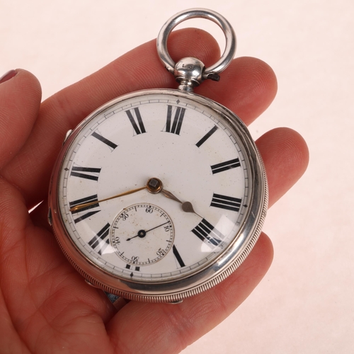 1060 - A late 19th century silver open-face key-wind pocket watch, by John Wilson of Newcastle, white ename... 