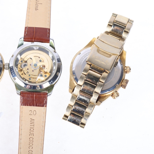 1066 - 3 modern wristwatches, including Rotary semi-skeleton automatic, Rotary chronograph, etc (3)