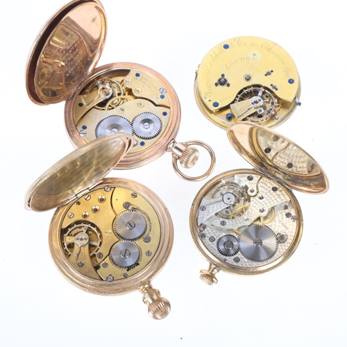 1068 - 3 gold plated pocket watches, and a loose movement by James Hoddell & Co (4)