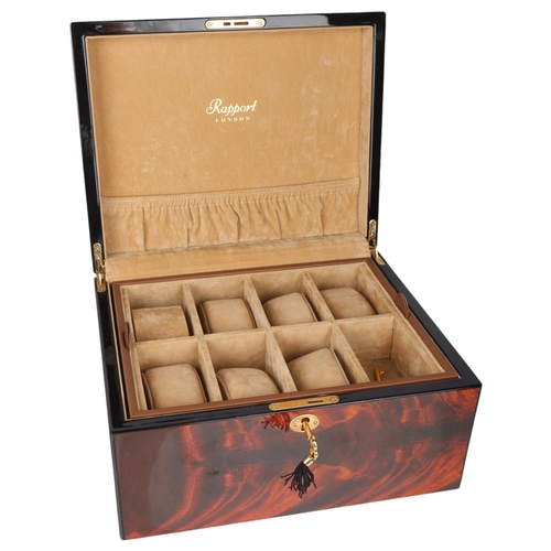 1069 - RAPPORT - a faux wood 12-watch storage box, with removeable internal tray, H15cm, W30cm, D24cm