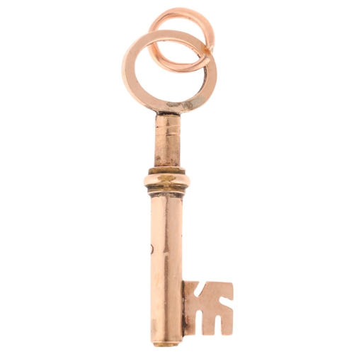 1116 - An Antique 9ct rose gold novelty 'Key' watch winding key fob, unmarked mount tests as 9ct gold, 30.7... 