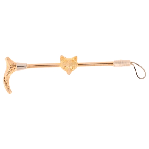 1117 - A 9ct two-colour gold 'Fox Hunting' bar brooch, by Deakin & Francis, Birmingham 1948, designed as a ... 