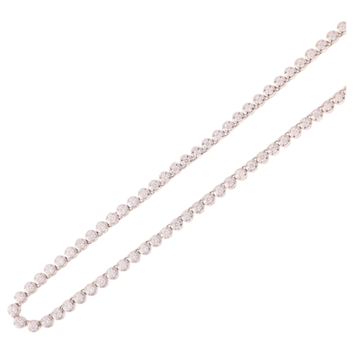 1128 - *WITHDRAWN* A 9ct white gold 5ct *lab-grown* diamond tennis line necklace, maker BFD, London 2024, s... 