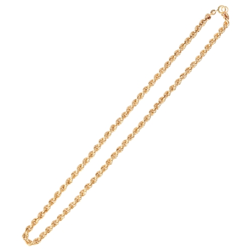 1141 - An Italian 18ct gold rope twist chain necklace, by Arezzo, 48cm, 15.2g