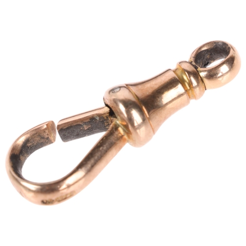 1159 - An Antique 15ct gold dog clip, maker DB, 22.6mm, 2.3g