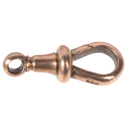 1162 - A 9ct rose gold dog clip, 20.3mm, 1.7g