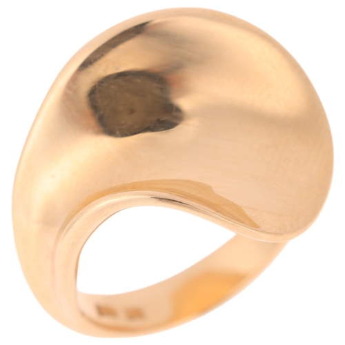 1163 - RANDERS SOLVVAREFABRIK - a Danish modernist 14ct gold abstract ring, setting height 17.6mm, size N, ... 