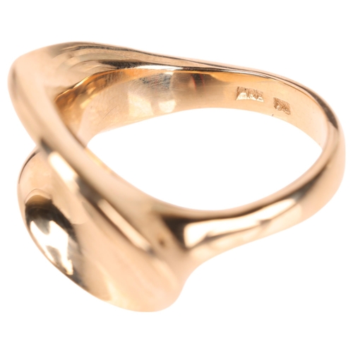 1163 - RANDERS SOLVVAREFABRIK - a Danish modernist 14ct gold abstract ring, setting height 17.6mm, size N, ... 