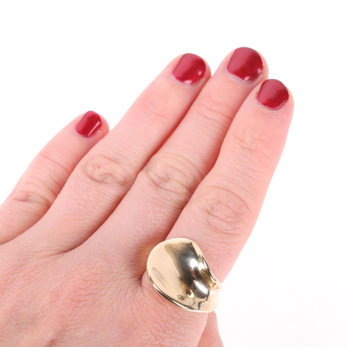 1163 - RANDERS SOLVVAREFABRIK - a Danish modernist 14ct gold abstract ring, setting height 17.6mm, size N, ... 