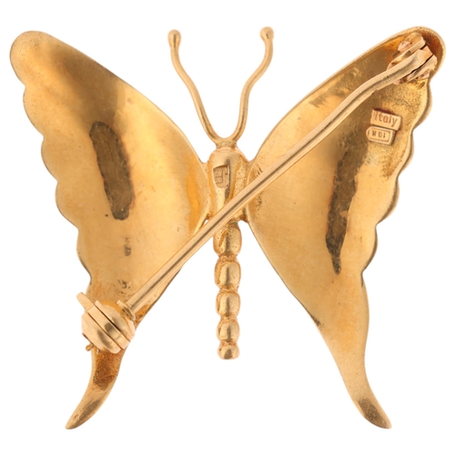 1164 - An Italian 18ct gold enamel butterfly brooch, wingspan 29.4mm, 4.9g