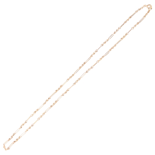 1183 - An Antique 9ct gold bar and knot link chain necklace, 42cm, 5.7g