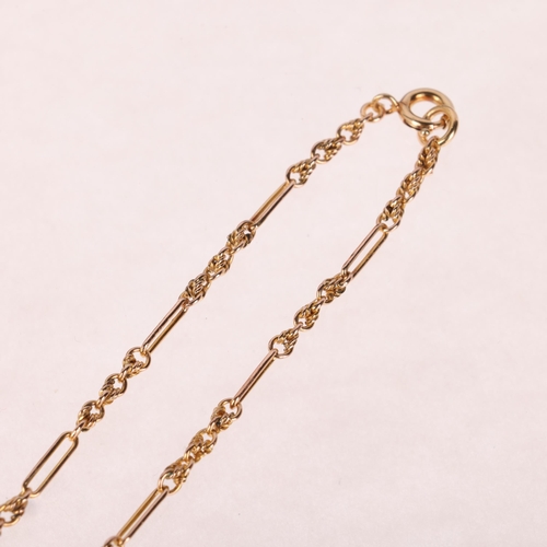 1183 - An Antique 9ct gold bar and knot link chain necklace, 42cm, 5.7g