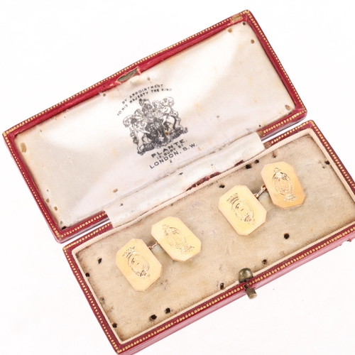 1186 - ROYAL INTEREST - a cased pair of 9ct gold 'Order Of The Garter' presentation cufflinks, maker M&M, B... 