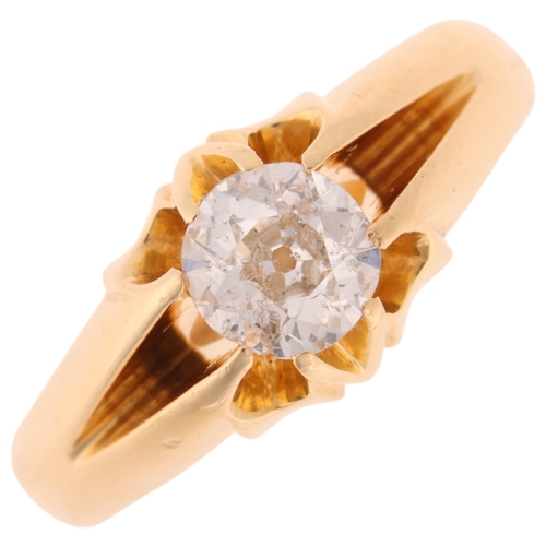 1189 - An Antique 18ct gold 0.75ct single stone diamond gypsy ring, maker JA&S, Birmingham 1919, set with o... 