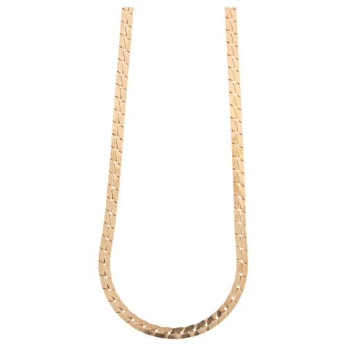 1215 - An Italian 14ct gold herringbone link chain necklace, by UnoAerre, 40cm, 17.2g