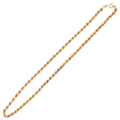 1274 - A 9ct gold rope twist chain necklace, 36cm, 4.6g