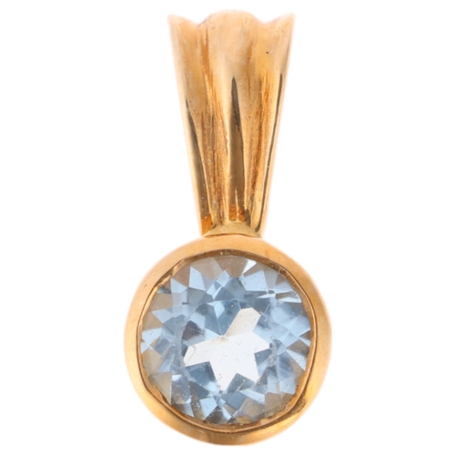 1284 - A 9ct gold single stone blue topaz pendant, 10.7mm, 0.6g