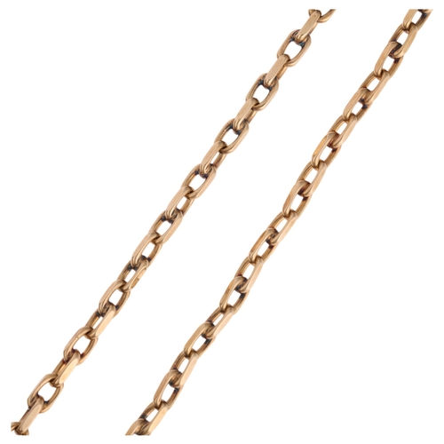 1295 - A 9ct gold anchor cable link chain necklace, maker JN, import hallmarks London 1979, 52cm, 24.5g