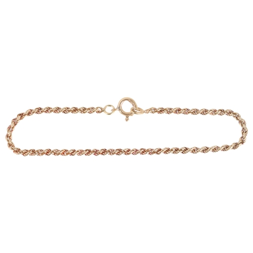 1298 - An Italian 14ct gold rope twist chain bracelet, 18cm, 4.5g