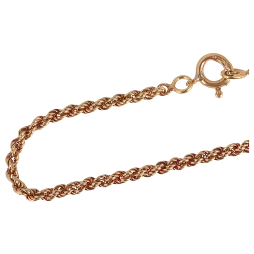 1298 - An Italian 14ct gold rope twist chain bracelet, 18cm, 4.5g