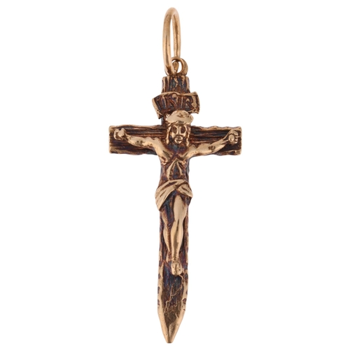 1299 - A 9ct gold crucifix pendant, maker EA&L, London 1980, 41.6mm, 6.6g