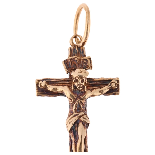 1299 - A 9ct gold crucifix pendant, maker EA&L, London 1980, 41.6mm, 6.6g