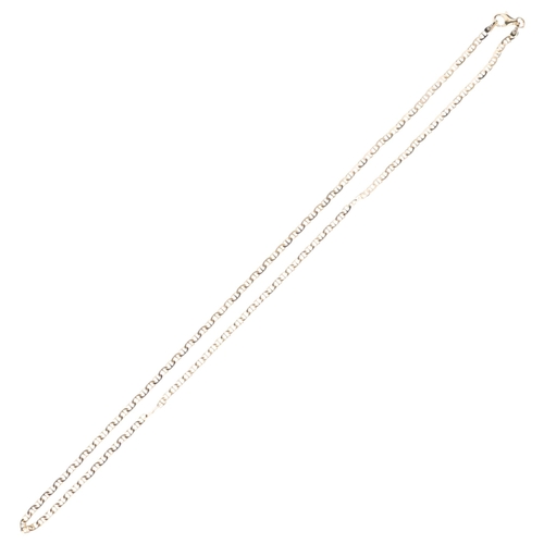 1303 - An Italian 18ct gold flat mariner link chain necklace, 46cm, 6.7g