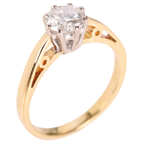 1316 - An 18ct gold 0.5ct single stone diamond ring, claw set with modern round brilliant-cut diamond, colo... 