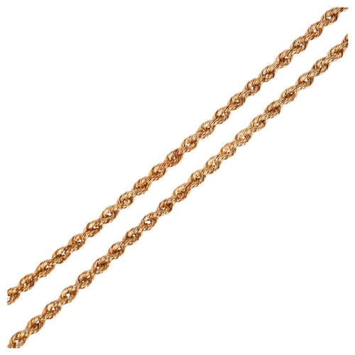 1326 - A 9ct gold rope twist chain necklace, 46cm, 3.6g (A/F)