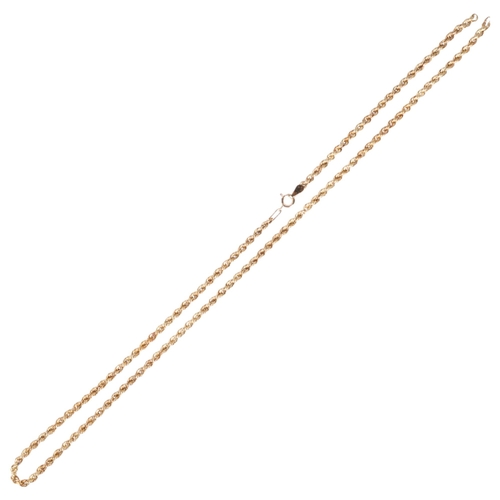 1326 - A 9ct gold rope twist chain necklace, 46cm, 3.6g (A/F)