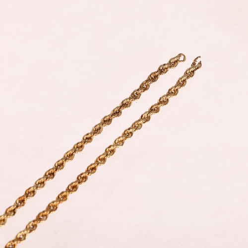 1326 - A 9ct gold rope twist chain necklace, 46cm, 3.6g (A/F)