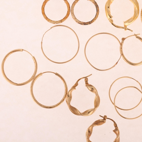 1330 - A quantity of 9ct gold hoop earrings, 11.2g total