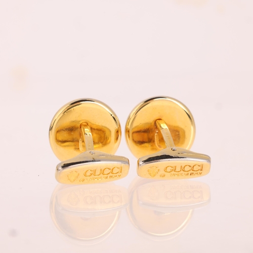 1336 - GUCCI - a pair of gold plated GG monogram cufflinks, 16.8mm, 16.7g, boxed