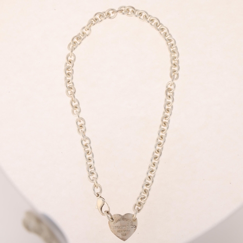 1338 - TIFFANY & CO - a sterling silver 'Please Return To Tiffany & Co' heart toggle necklace, 38cm, 54.6g,... 