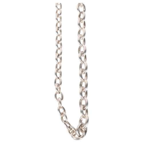 1359 - A heavy sterling silver graduated solid curb link chain necklace, 46cm, 72.2g