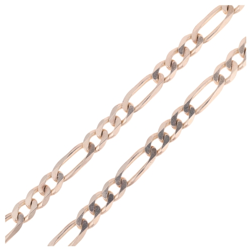 1374 - A modern Italian sterling silver solid flat figaro link chain necklace, 48cm, 33.7g