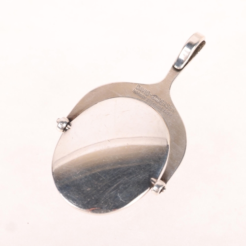 1398 - DAVID ANDERSEN - a Norwegian modernist sterling silver and enamel swivel pendant, 53.5mm, 24.5g