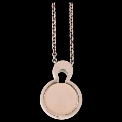 1401 - KURT NIELSEN - a modern Danish sterling silver chalcedony 'Crystal Ball' pendant necklace, on unmark... 