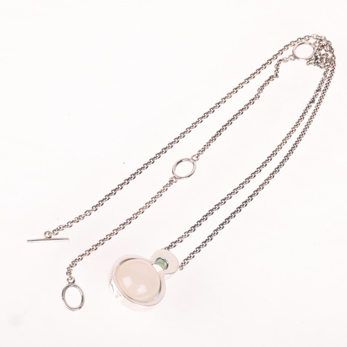 1401 - KURT NIELSEN - a modern Danish sterling silver chalcedony 'Crystal Ball' pendant necklace, on unmark... 